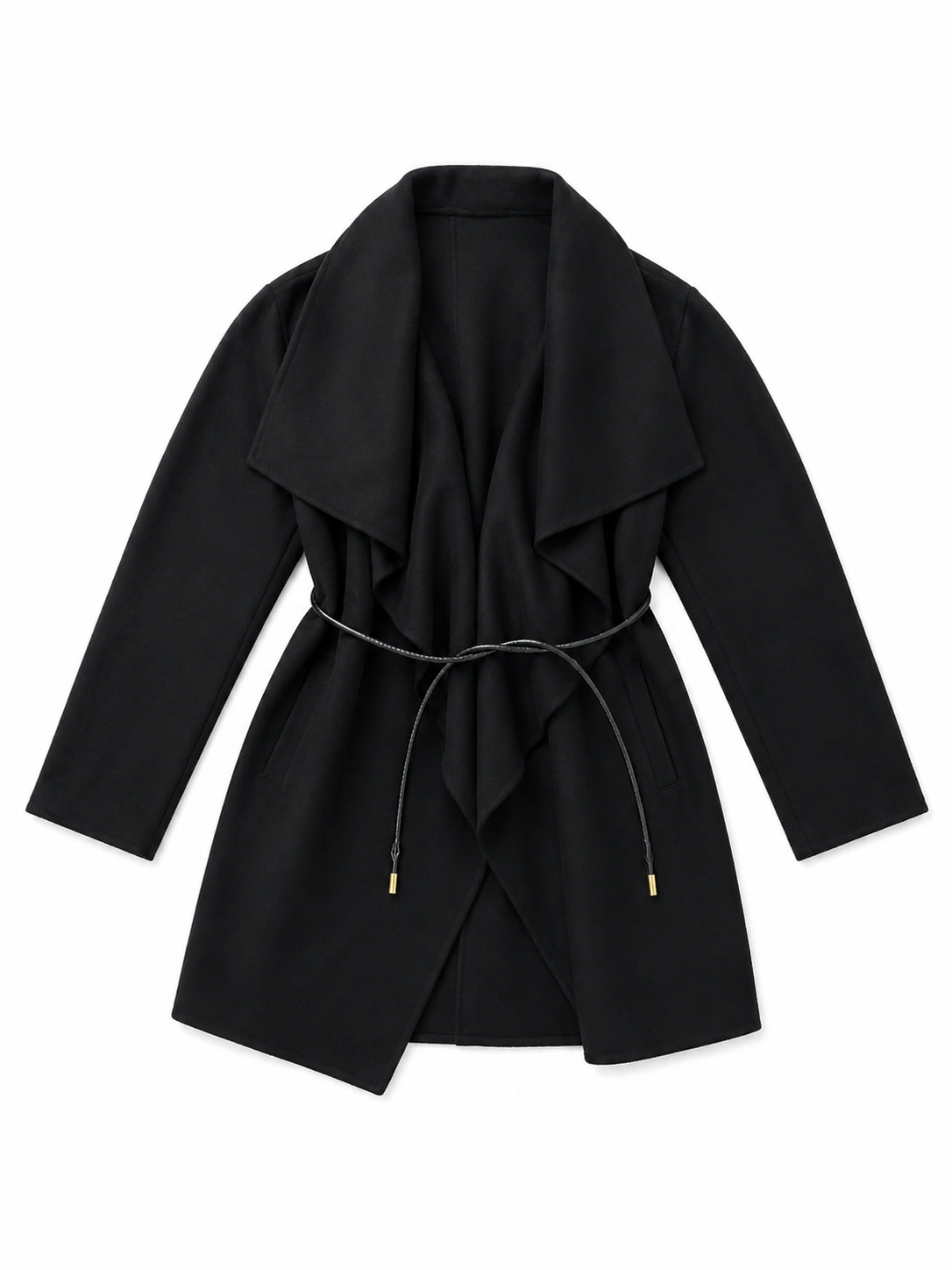 Black Cashmere Wrap Coat