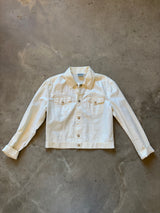 White Denim Snakeskin Print Jacket