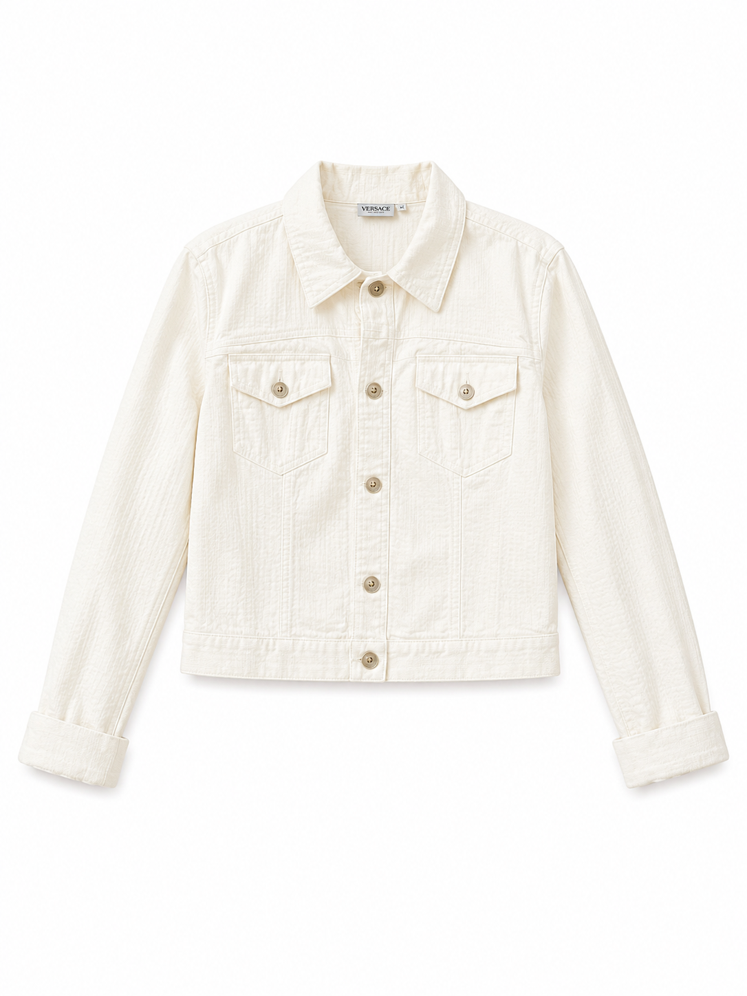White Denim Snakeskin Print Jacket