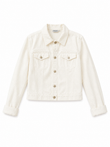 White Denim Snakeskin Print Jacket