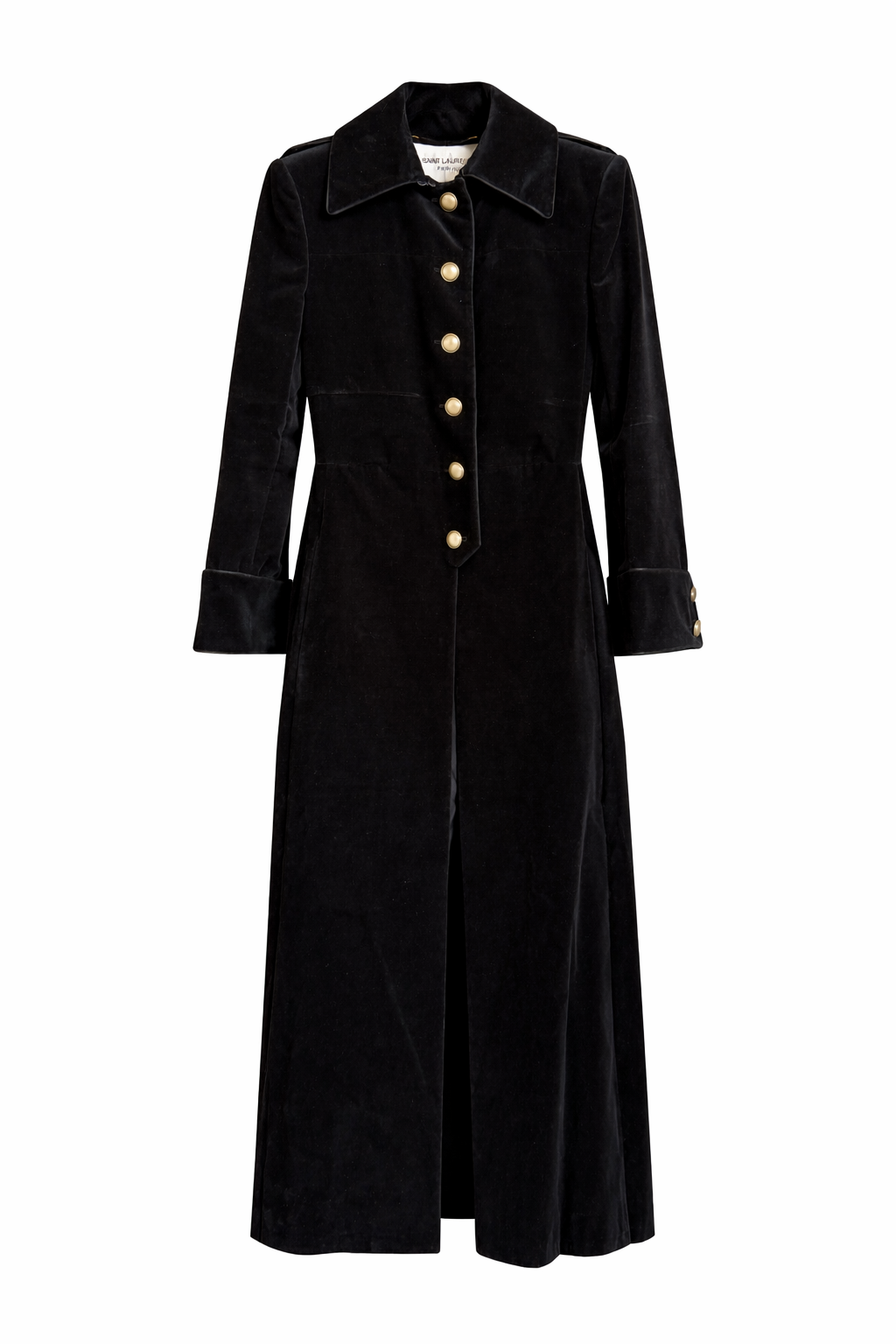 Velvet Long Coat with Gold Buttons