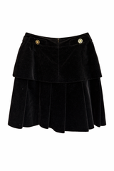 Pleated Velvet Mini Skirt