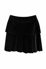 Pleated Velvet Mini Skirt