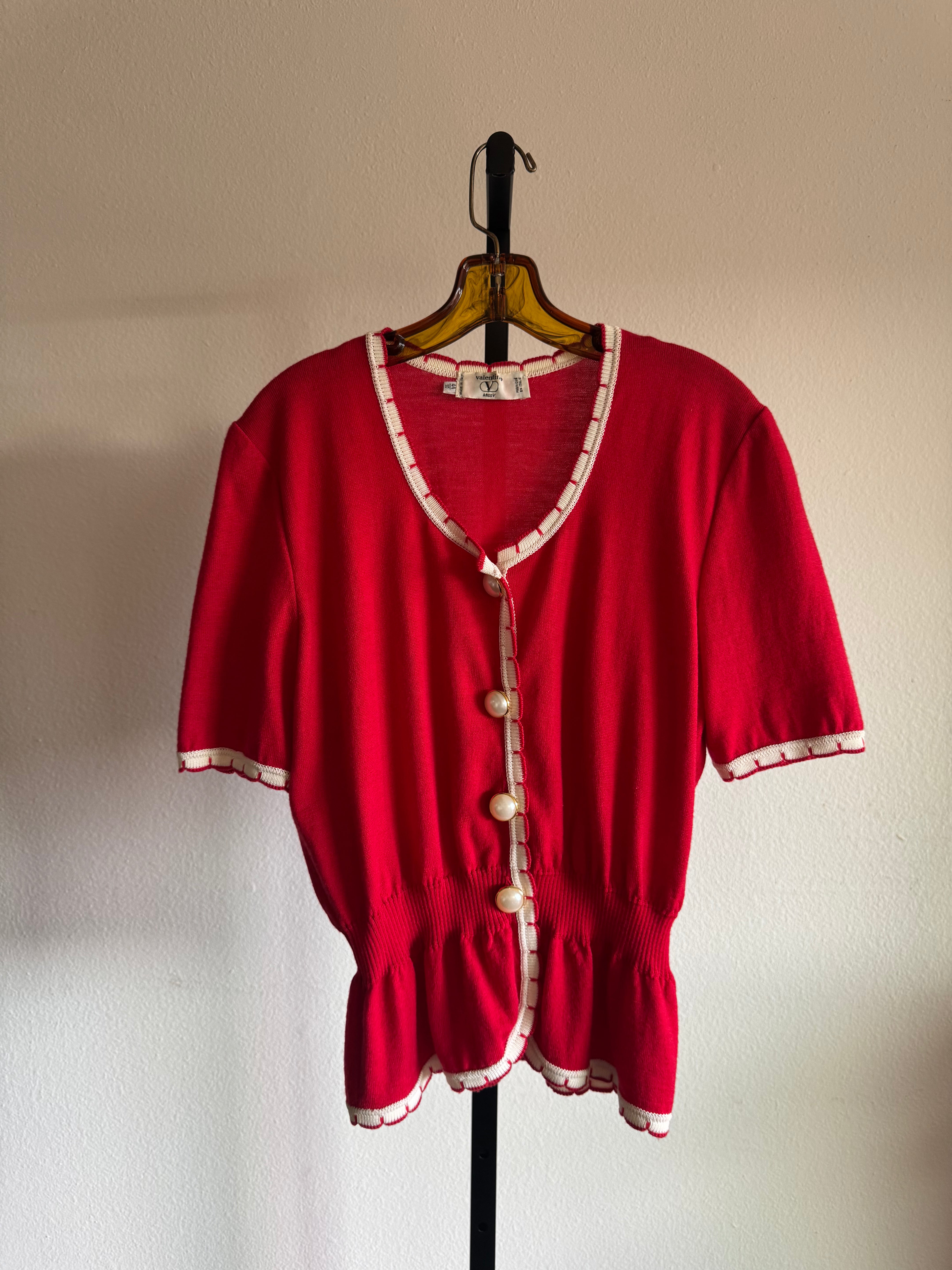 Red and White Cardigan