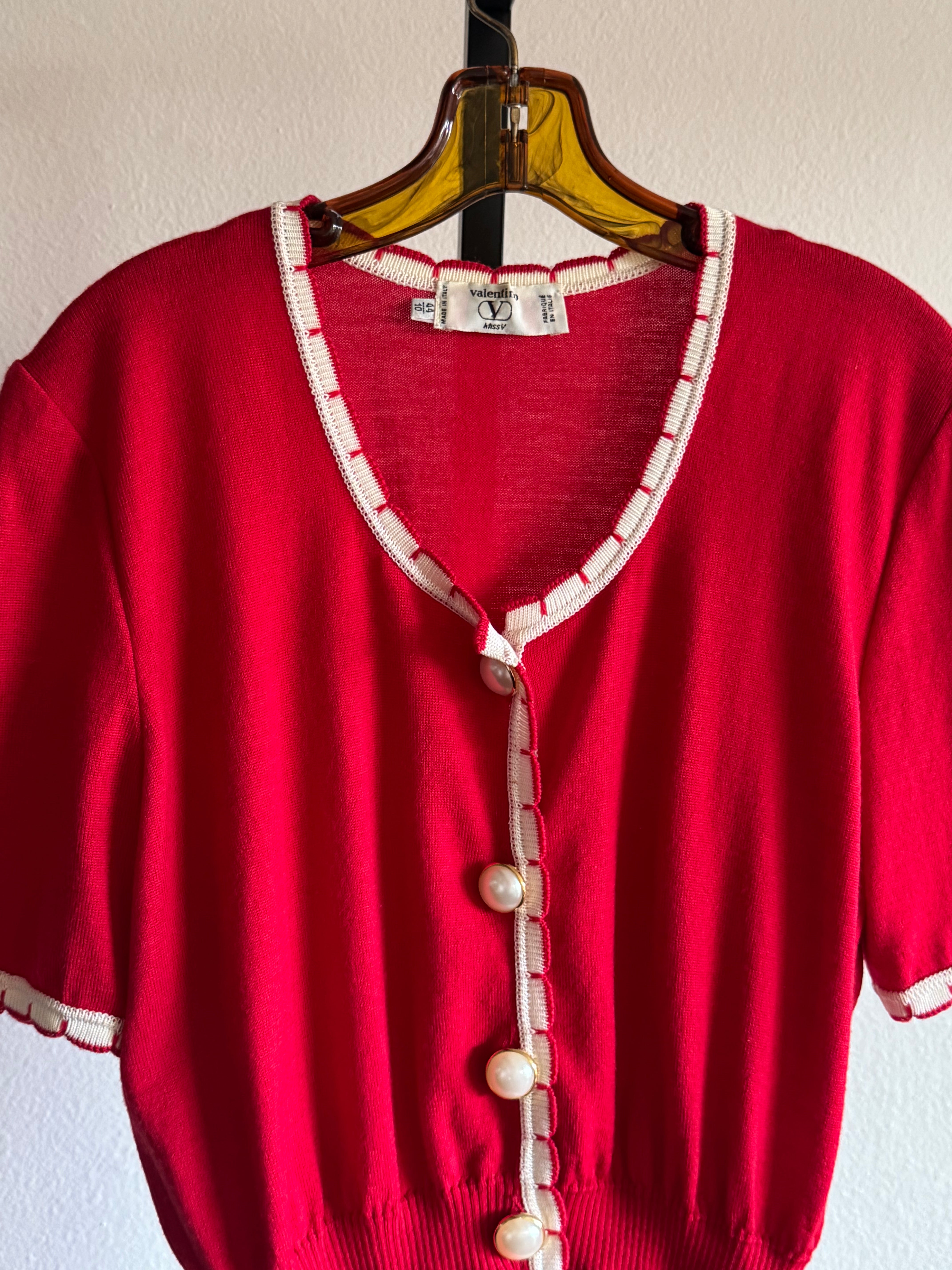 Red and White Cardigan