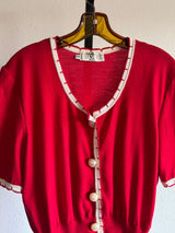 Red and White Cardigan