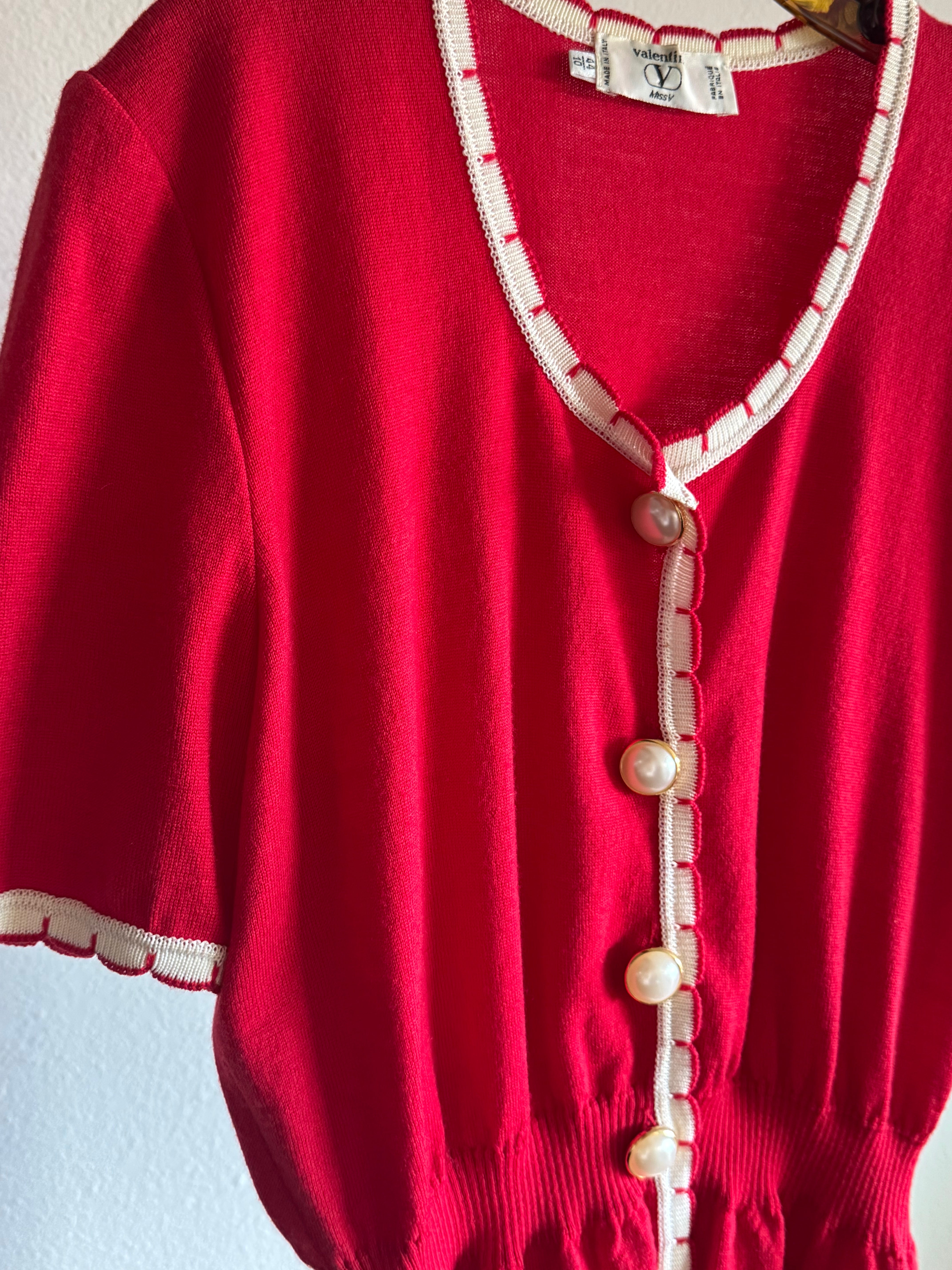 Red and White Cardigan