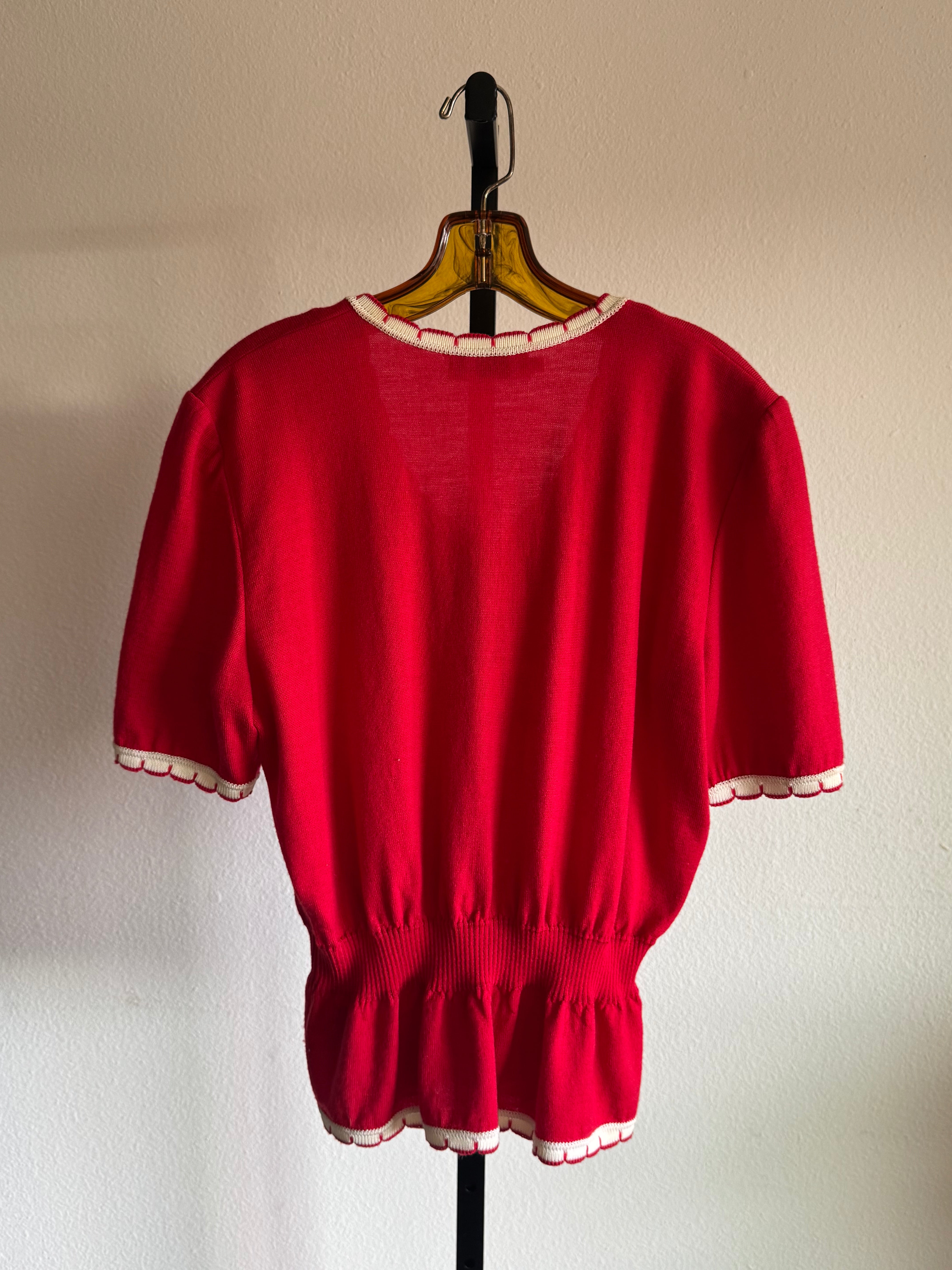 Red and White Cardigan