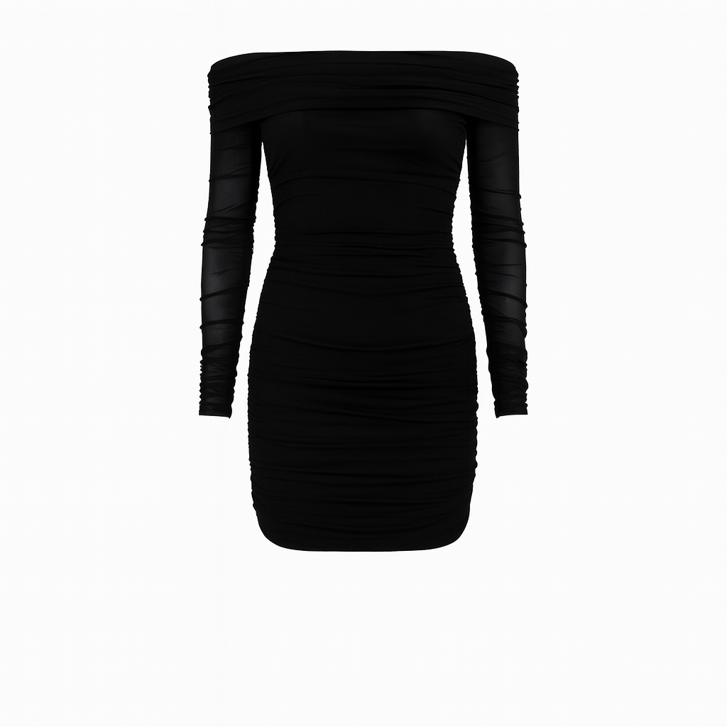 Black Mesh Body Con Dress