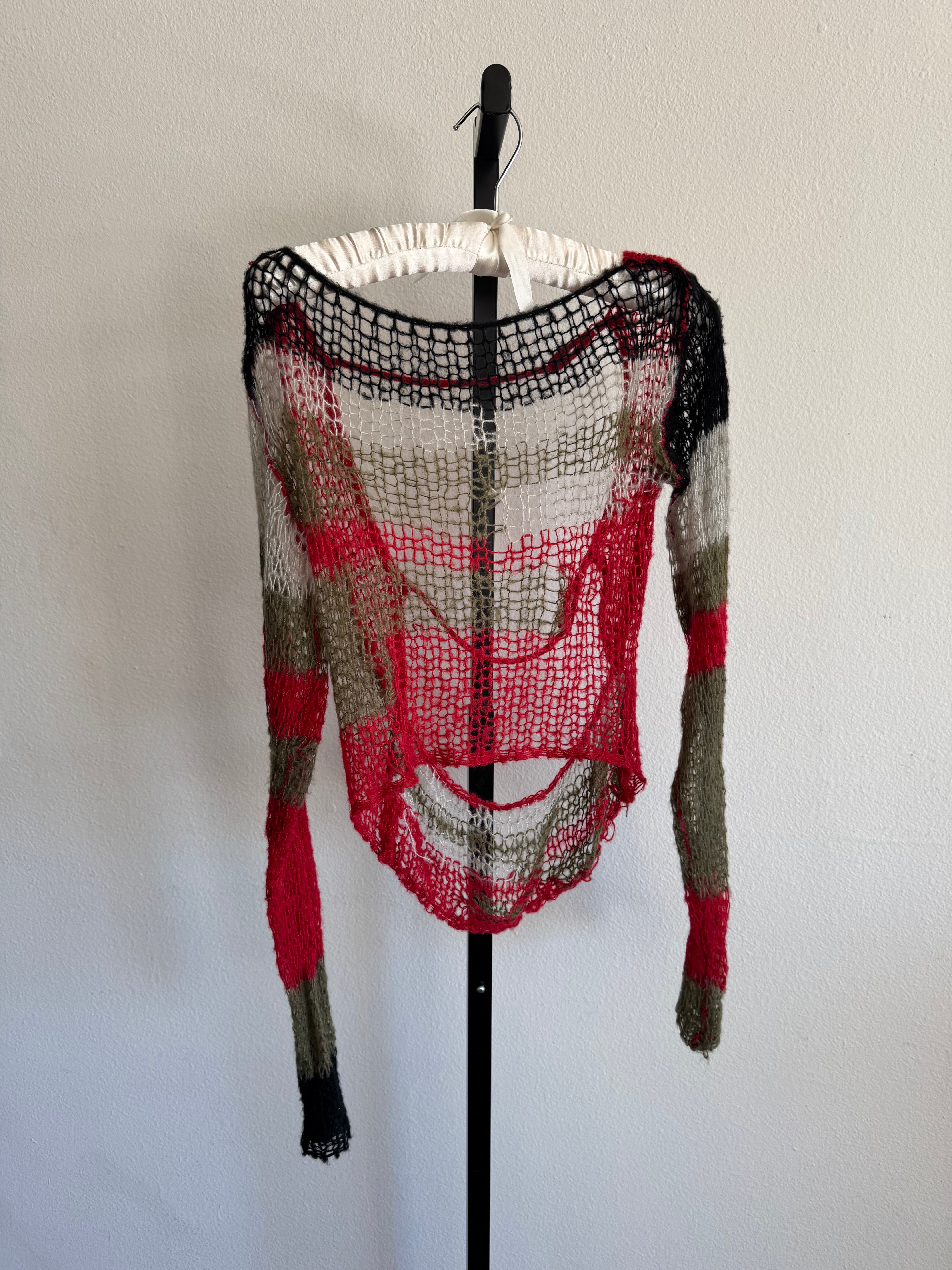 Hand Knit Grunge 90s open back Sweater