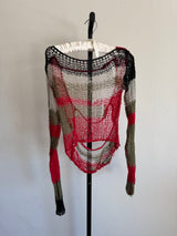 Hand Knit Grunge 90s open back Sweater
