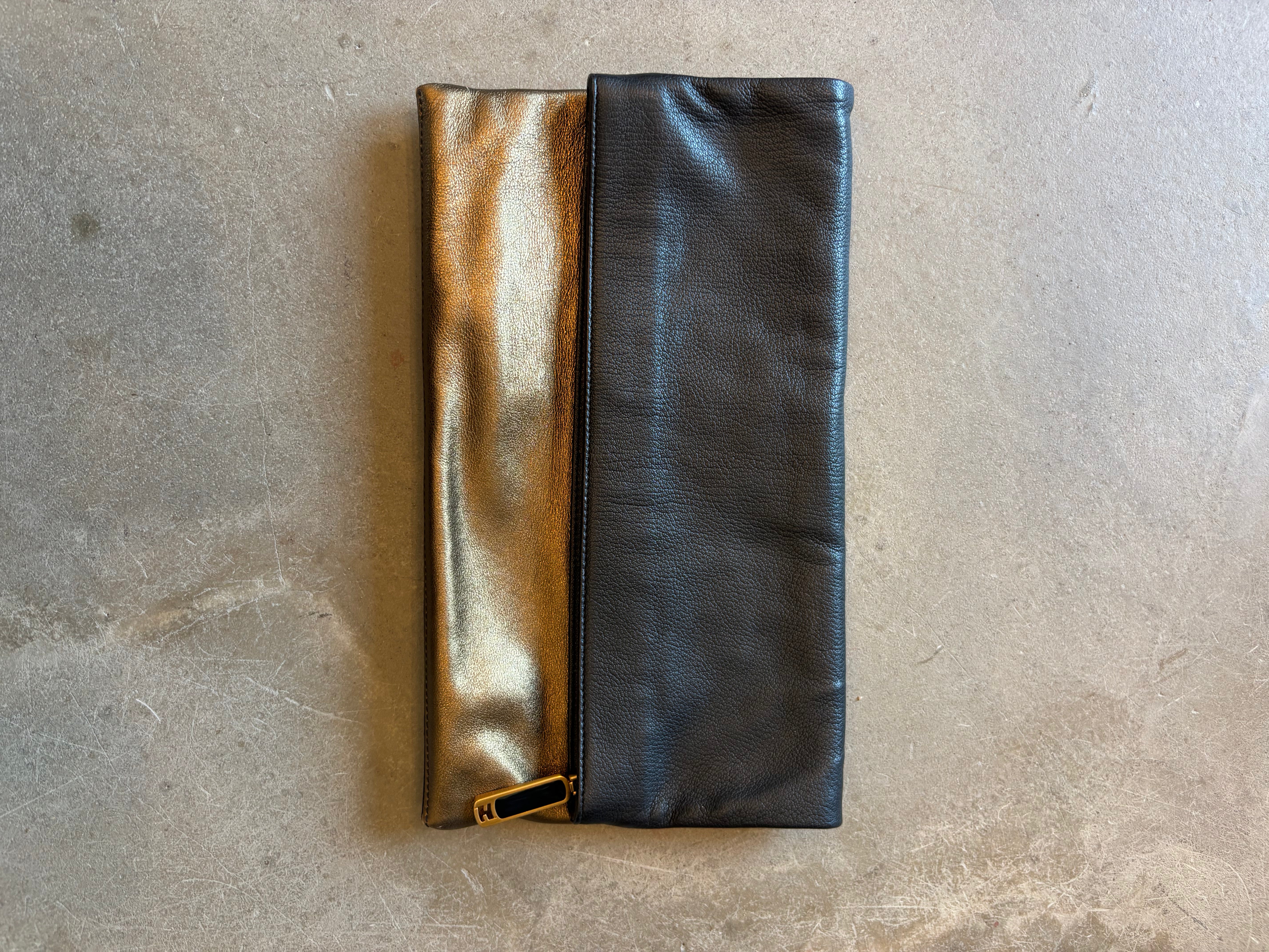 Black and Gold Leather Clutch