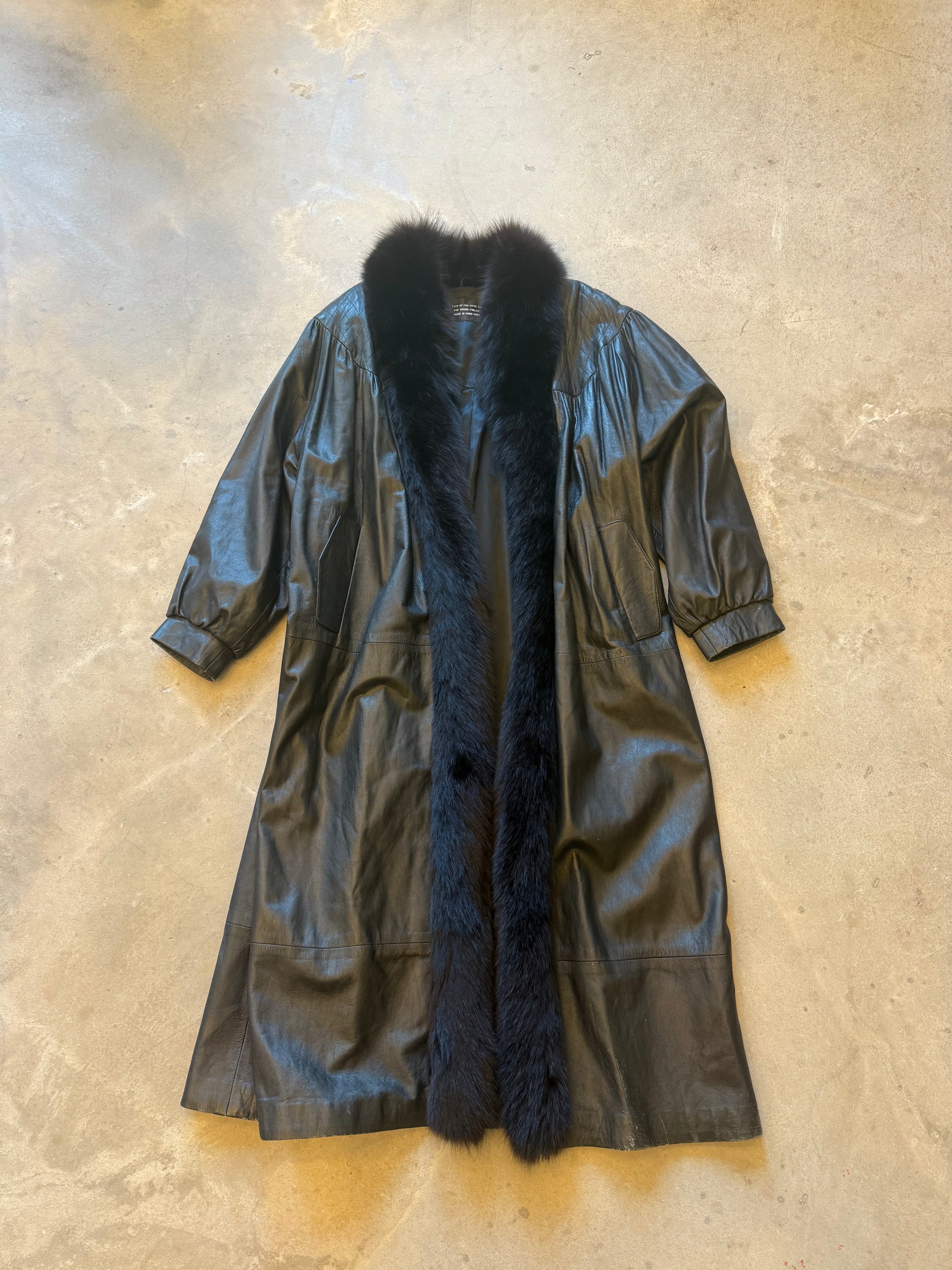 Lambs Leather and Fox Fur Long Coat