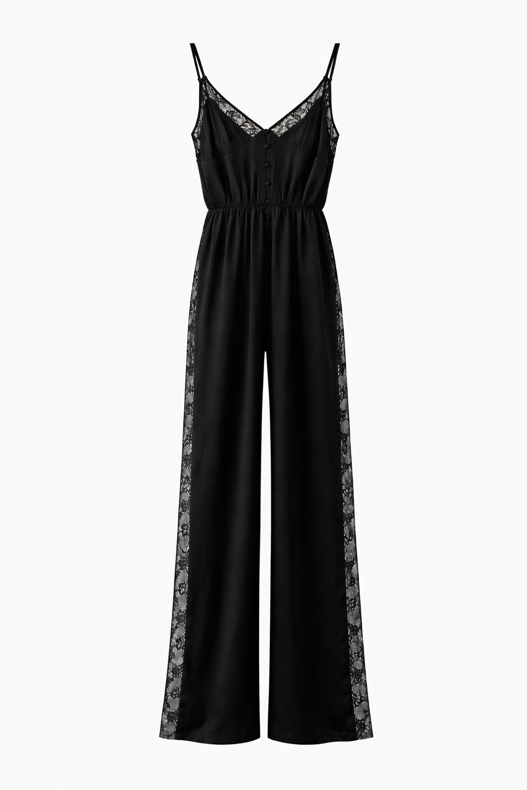Black Silk and Lace Jumpsuit