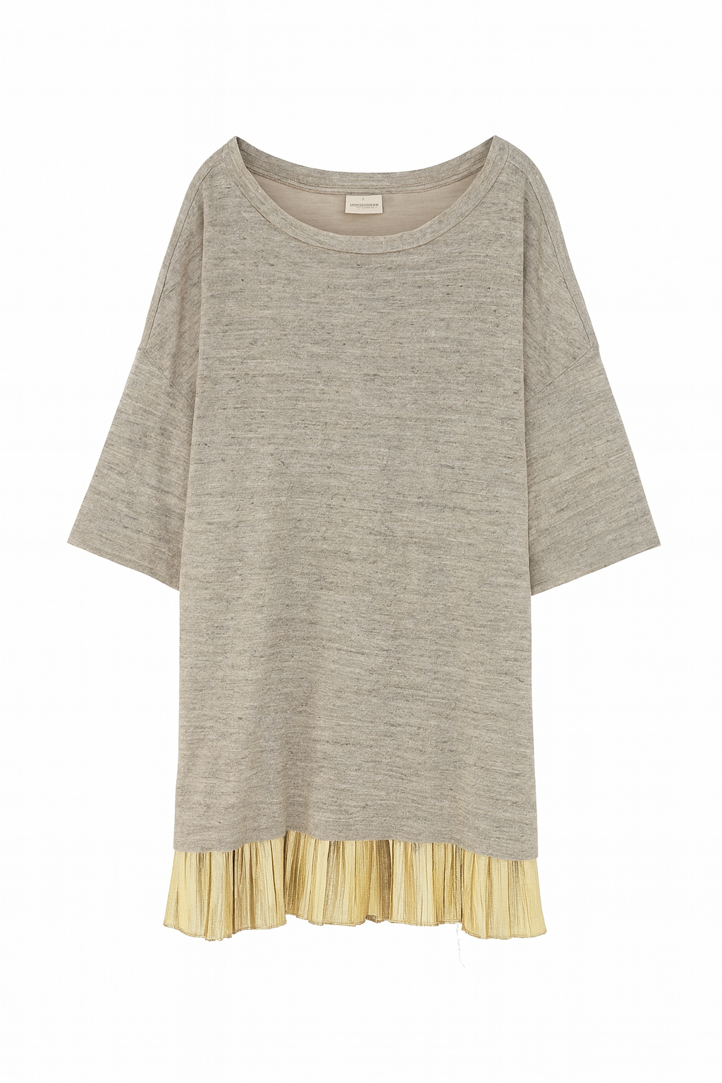 Sweater Dress with Gold Pleats