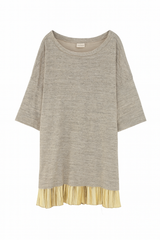 Sweater Dress with Gold Pleats