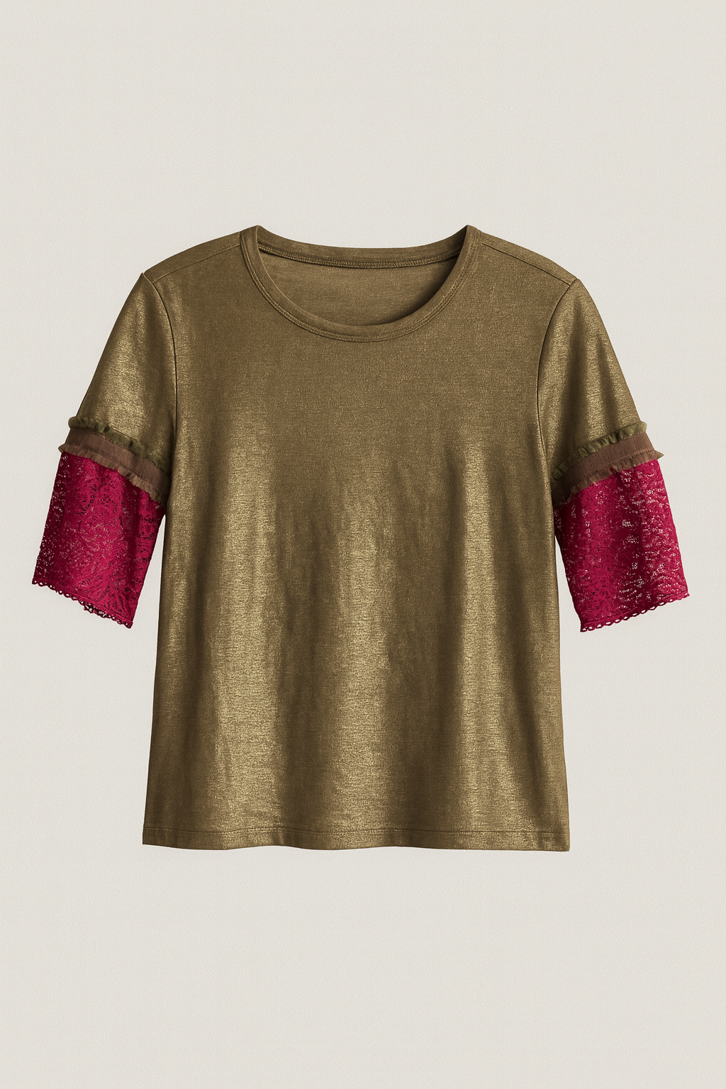 Gold Metalic Top with Lace