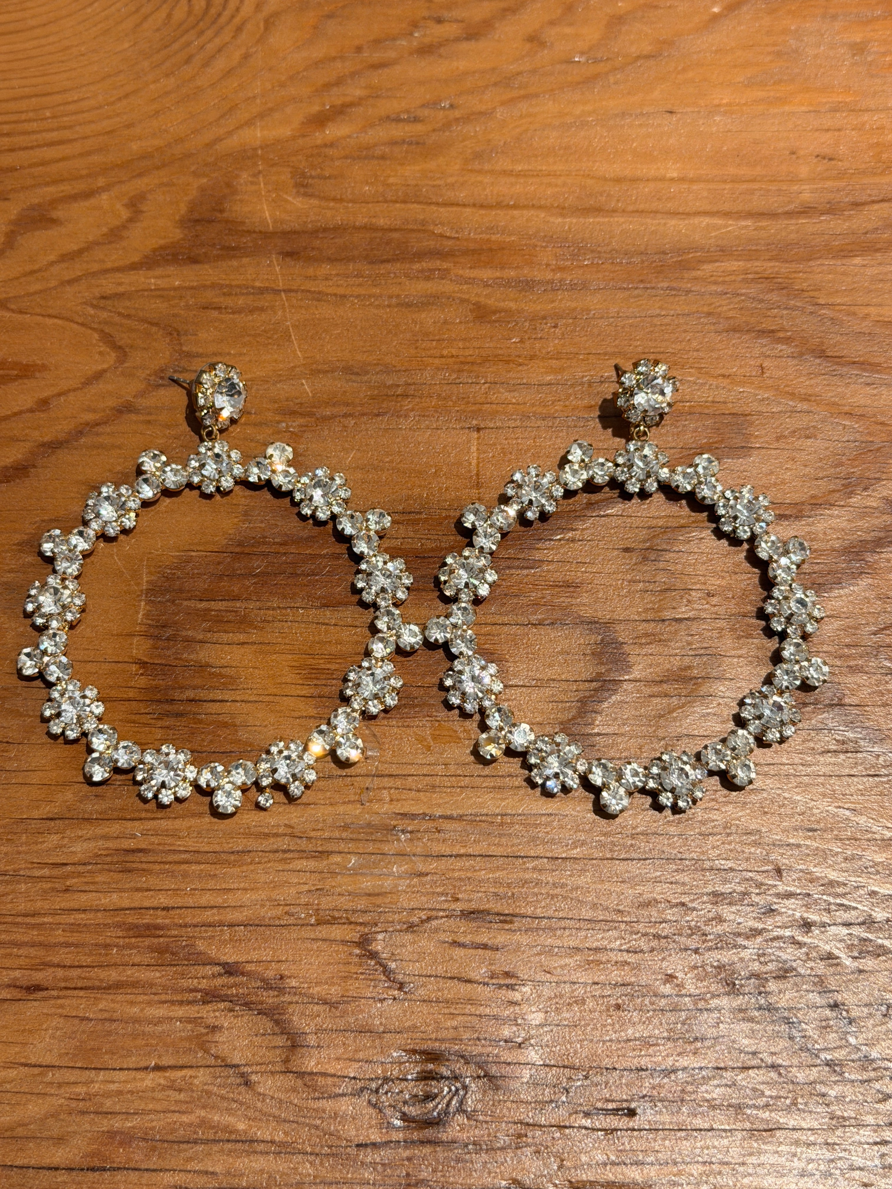 Diamanté Flower Hoop Earrings
