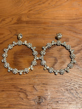Diamanté Flower Hoop Earrings
