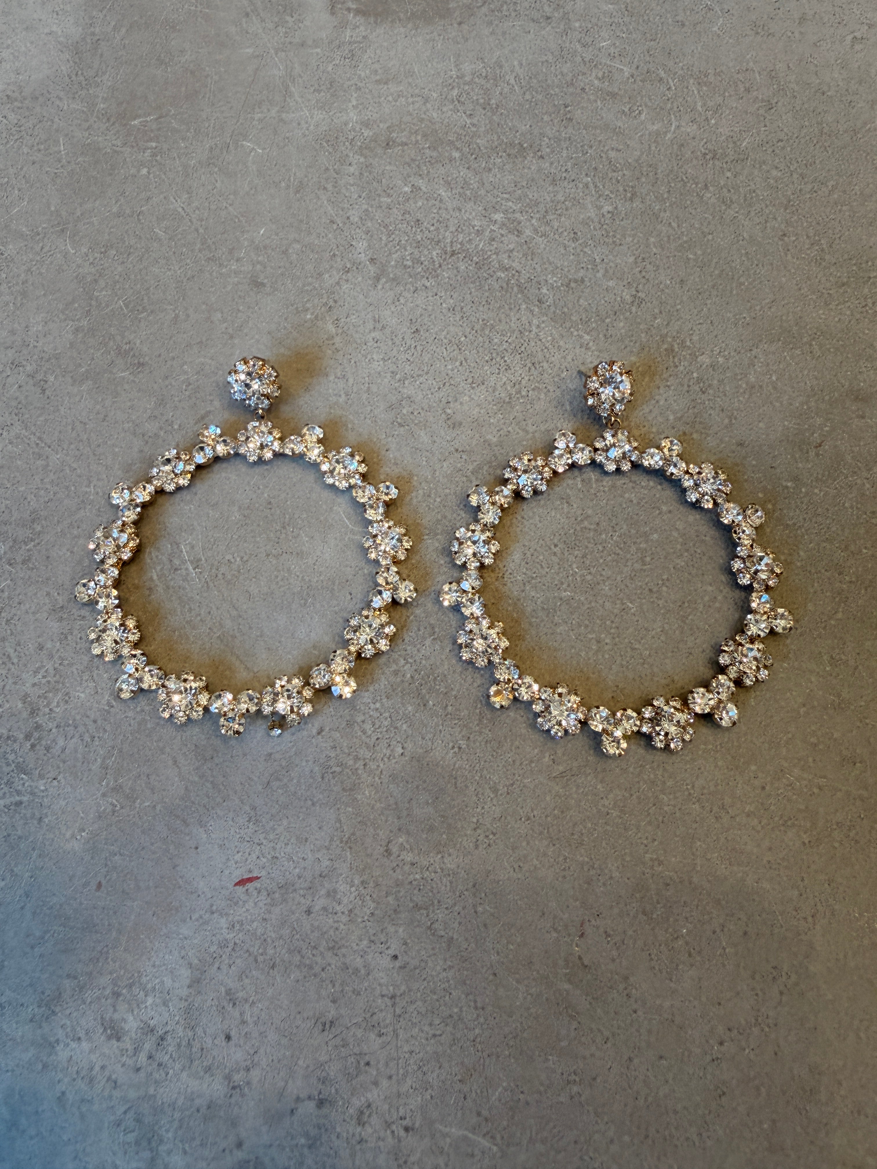 Diamanté Flower Hoop Earrings