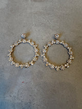 Diamanté Flower Hoop Earrings