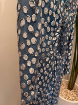 Vintage Blue and Silver Dotted Long Sleeve Dress