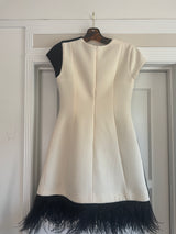 Black and white Mod Dress with ostrich feathers