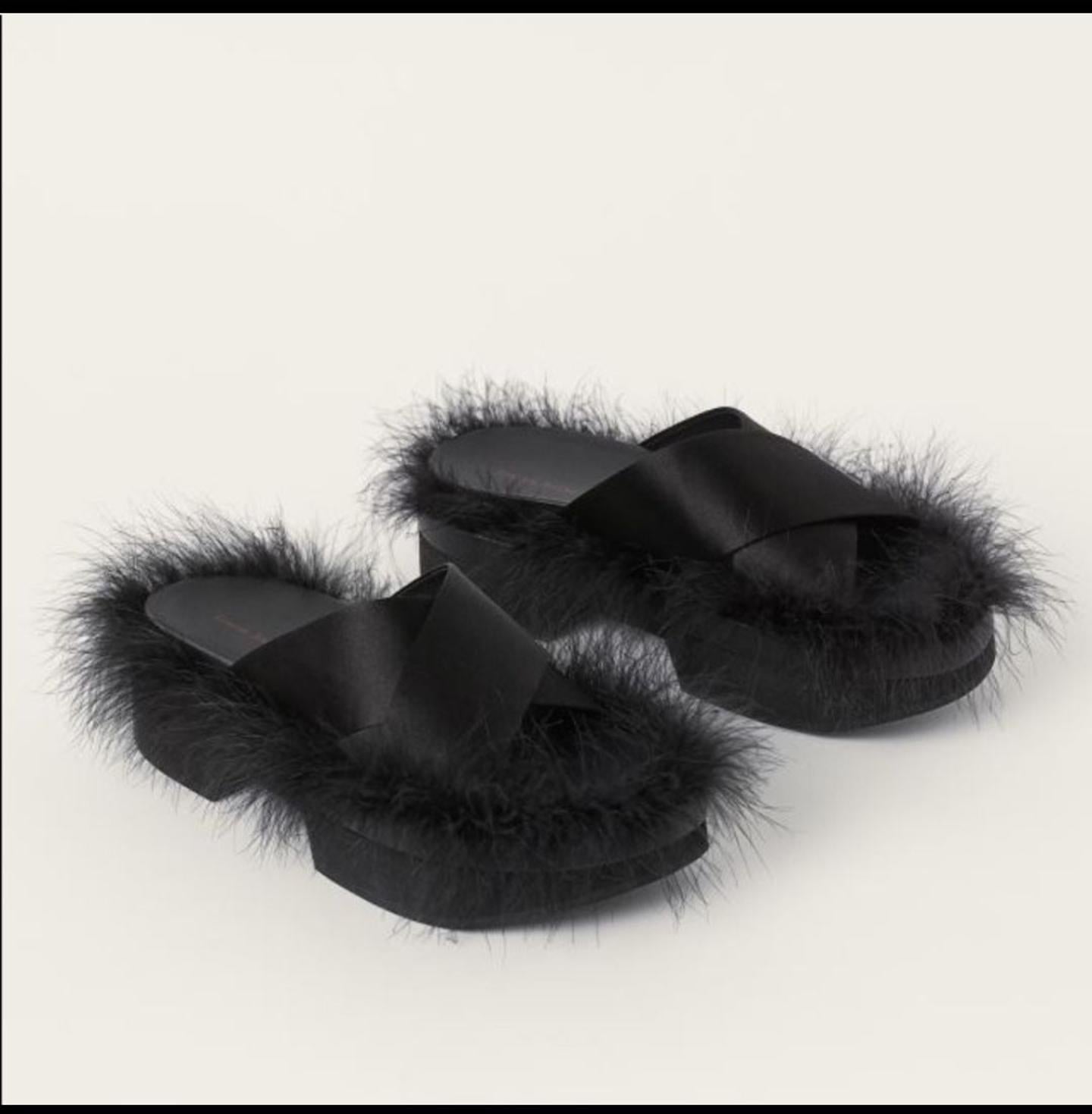 Fluffy Satin Slide
