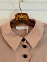 Peach Blouse with black velvet buttons