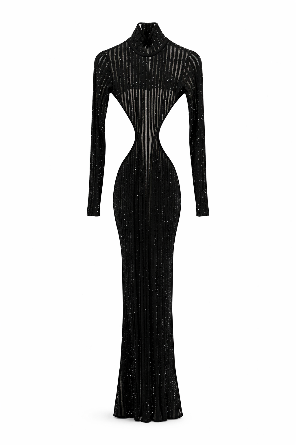 Black Glitter Cut Out Dress