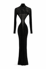 Black Glitter Cut Out Dress