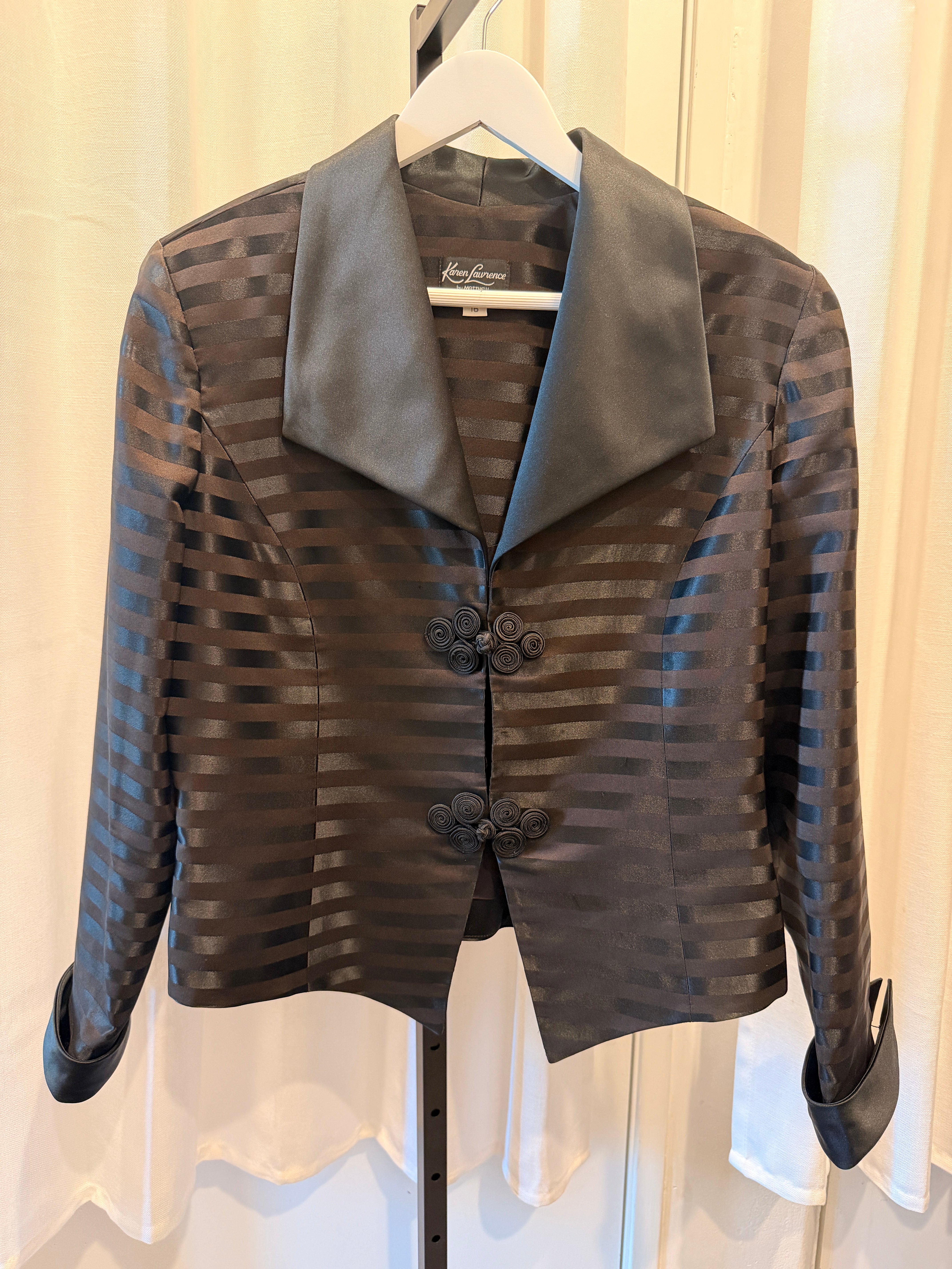 Black and Brown Striped Satin Jacket