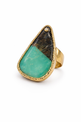 Two-Tone Chalcedony Teardrop Statement Ring