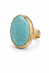 Oval Turquoise Matrix Statement Ring
