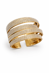 Gold Pavé Multi-Band Cuff Bracelet