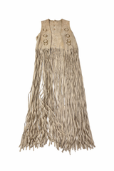 Long Gray Fringe Vest