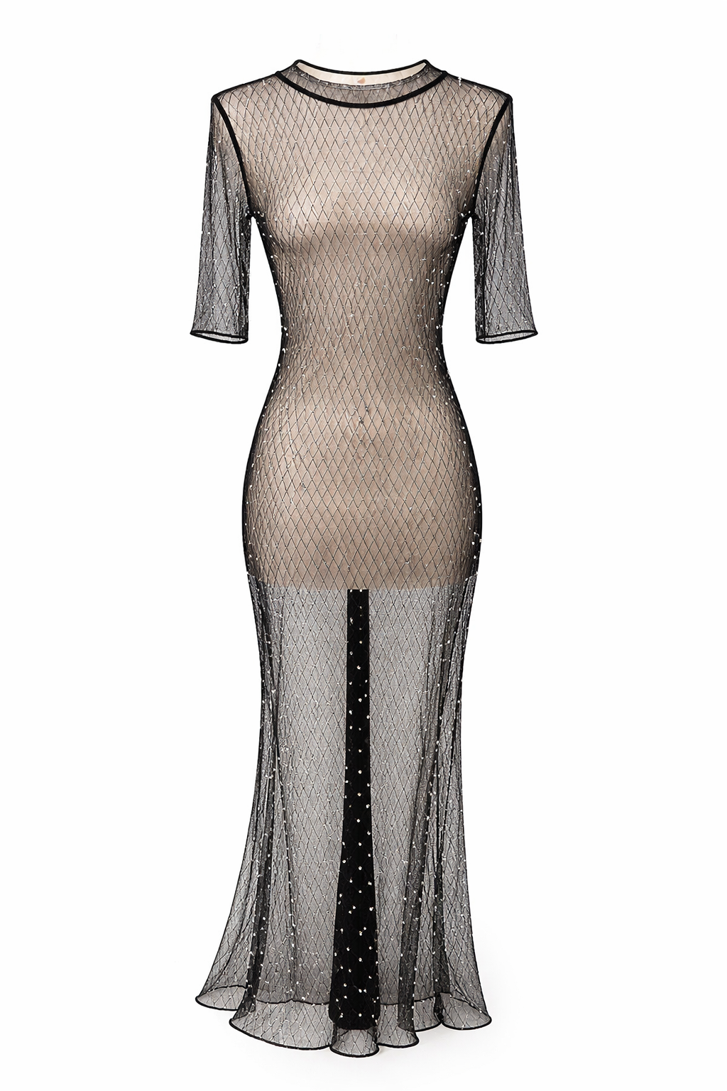 Mesh dress with pearls