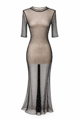 Mesh dress with pearls