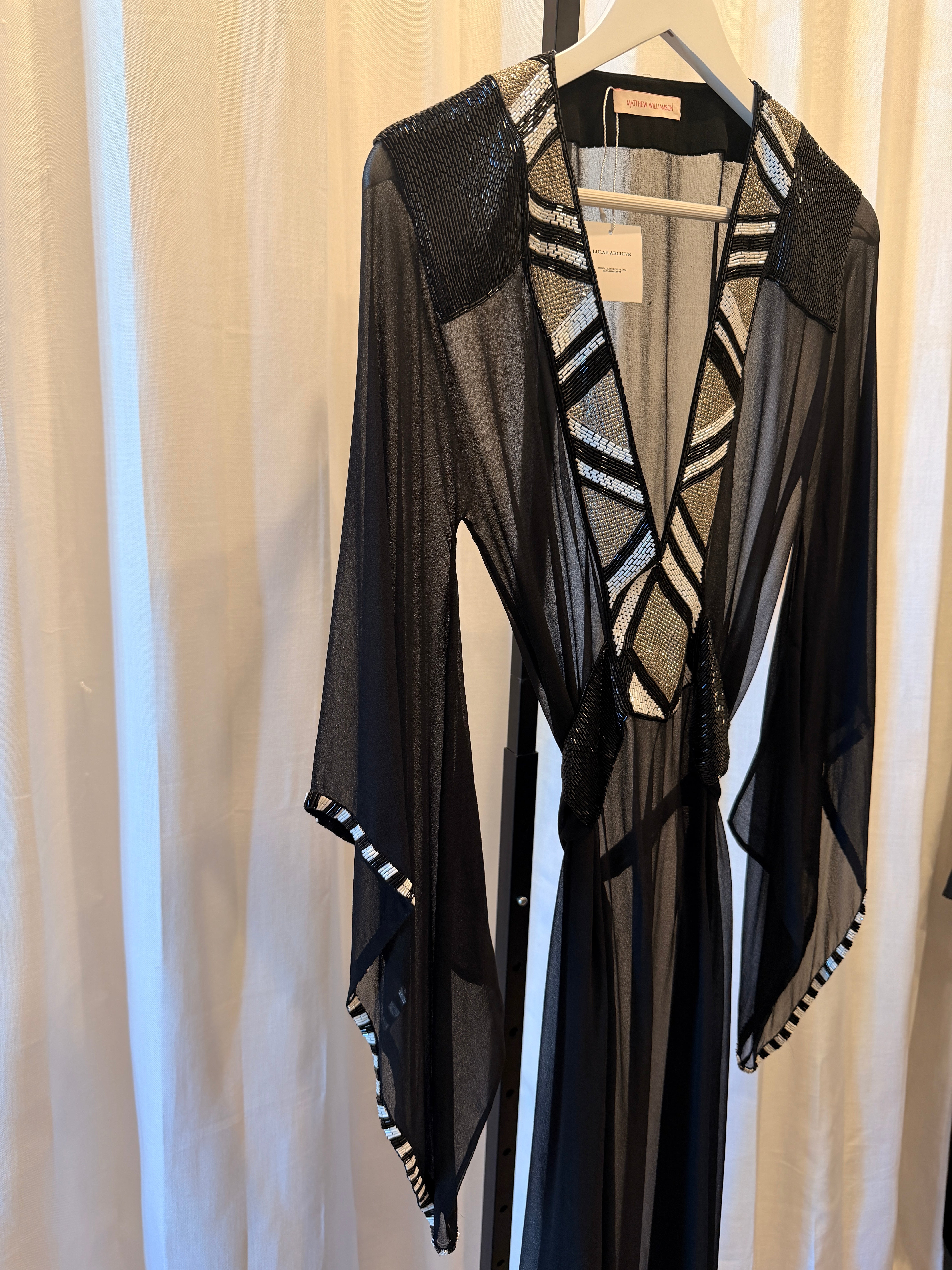 Sheer Beaded Caftan Dress