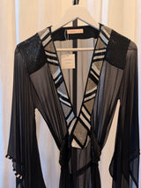 Sheer Beaded Caftan Dress