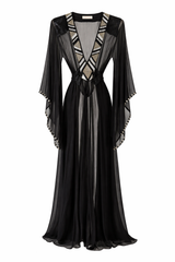 Sheer Beaded Caftan Dress