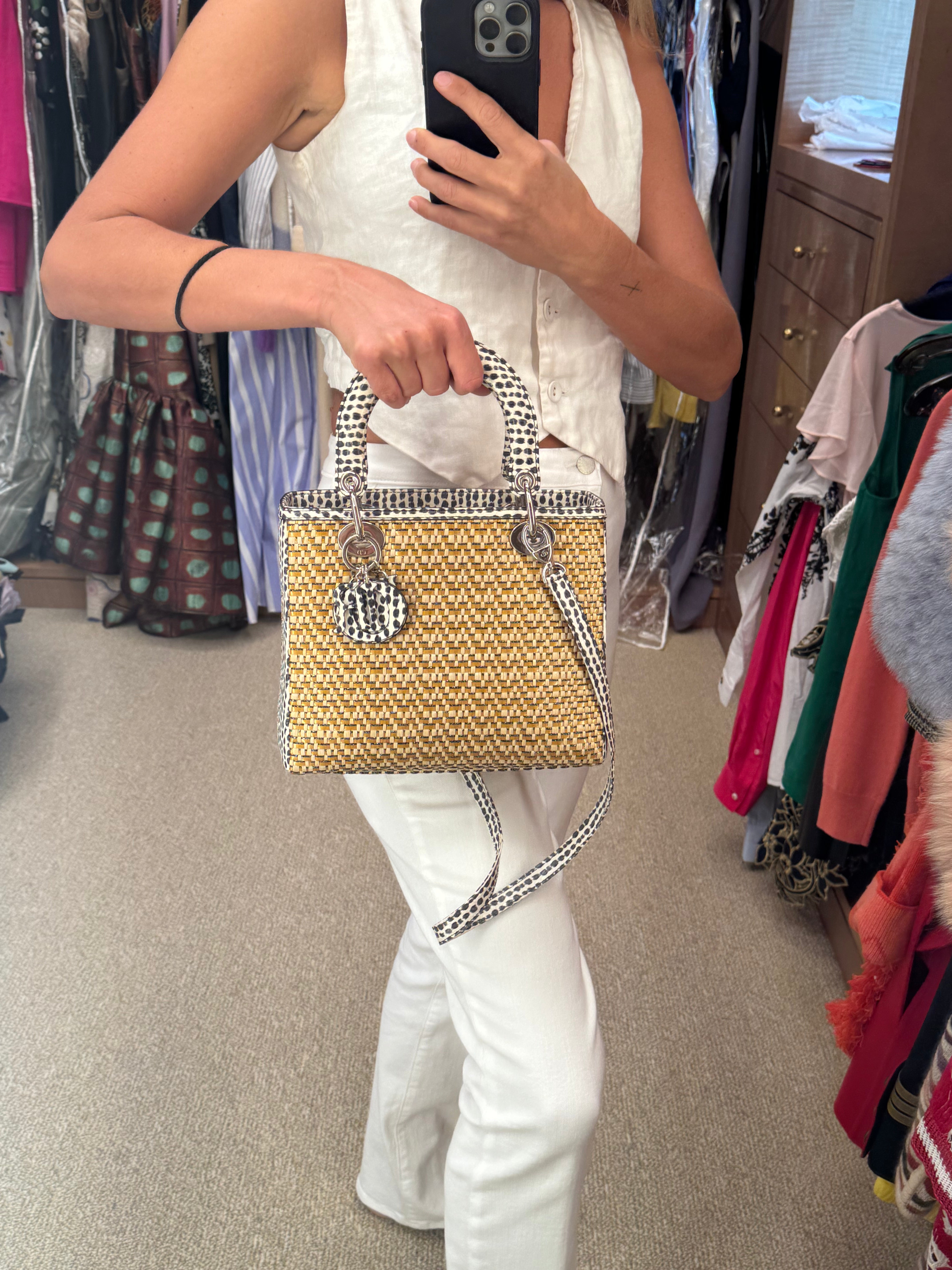 Lady Dior in Woven Bamboo and Water Snake