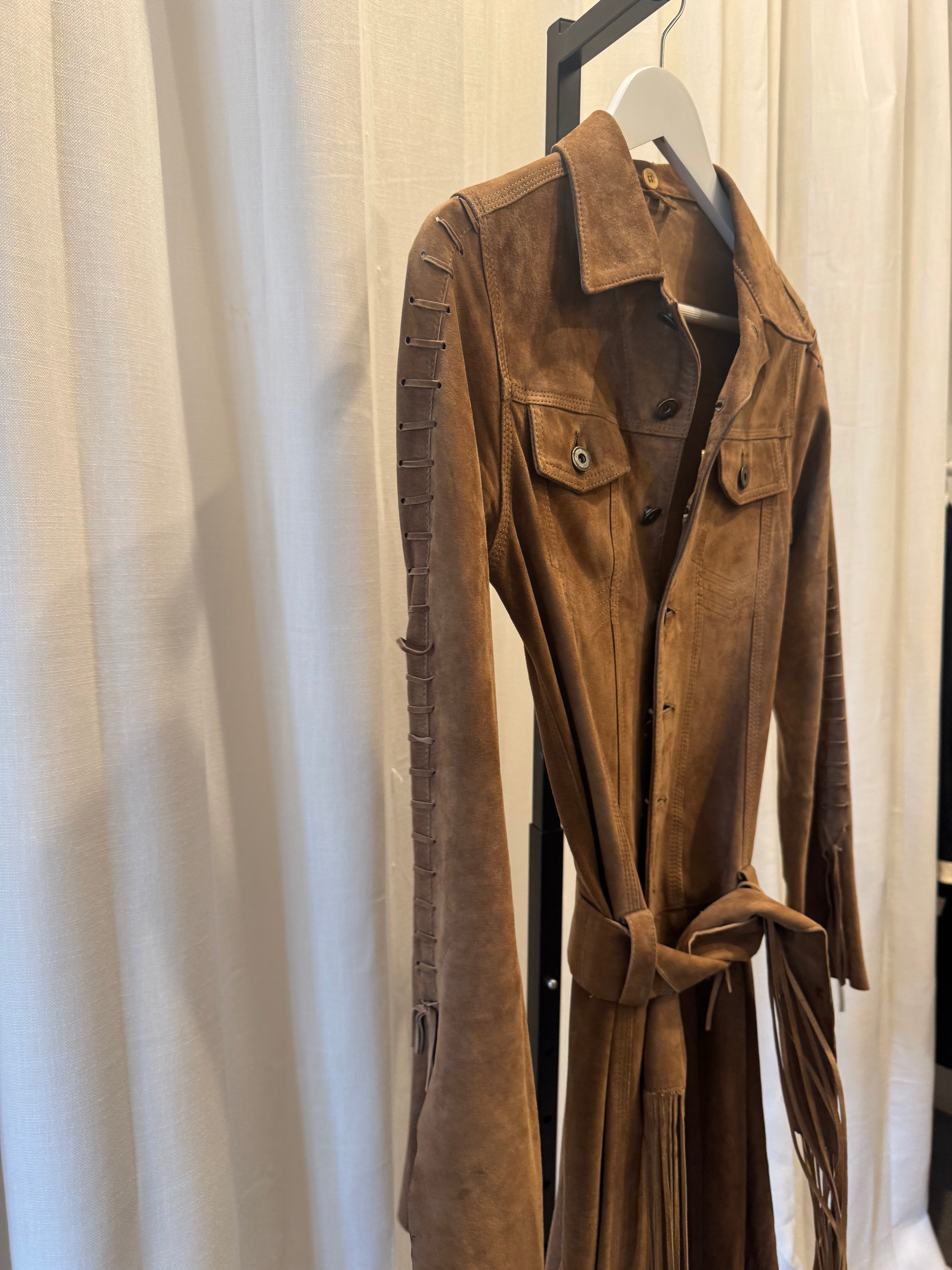 Suede jacket Fringed belt