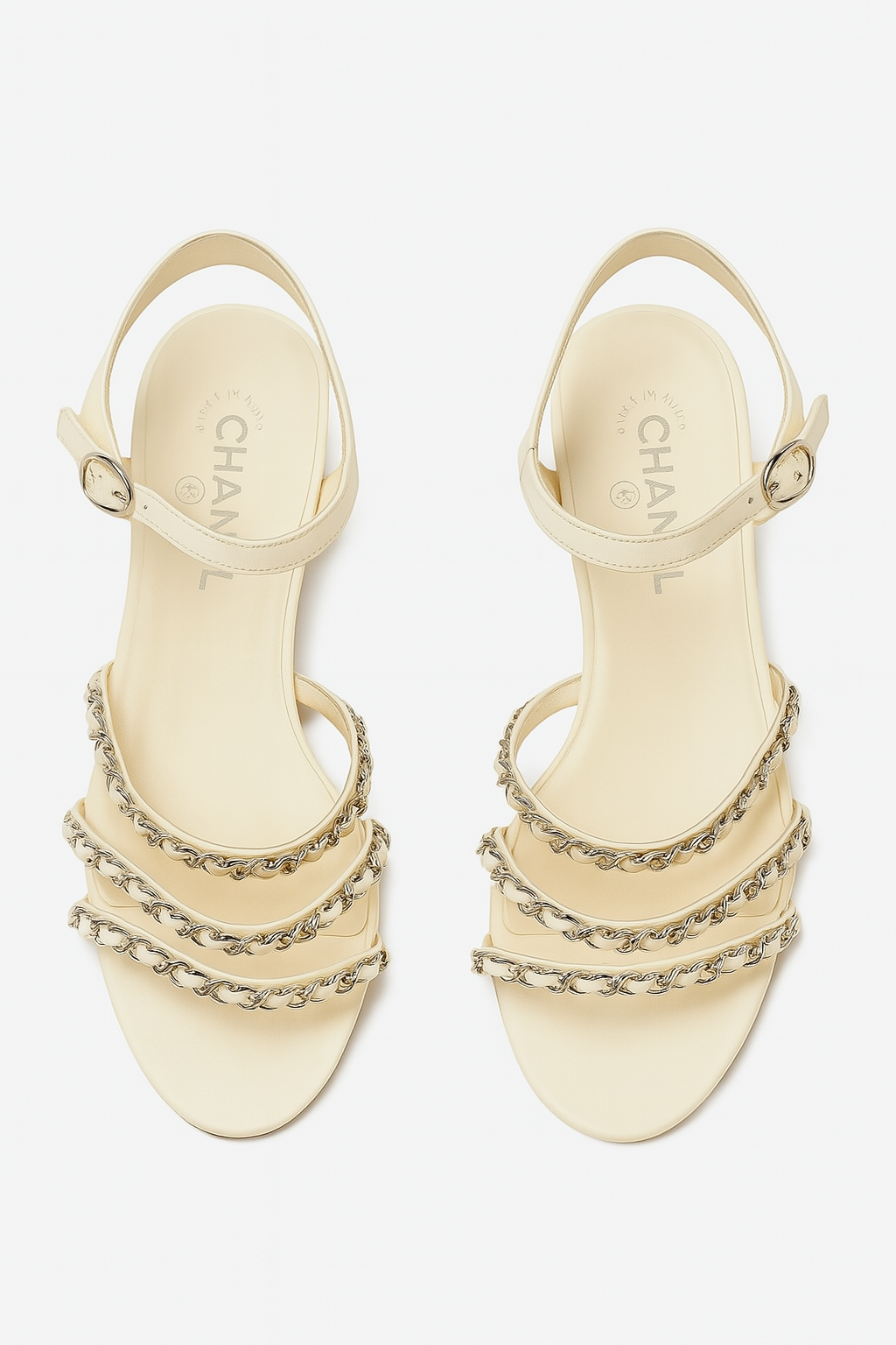 Chain Link Cream Sandals (41)