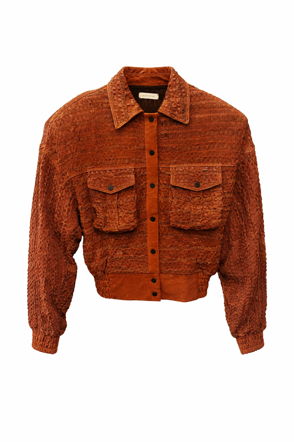 Perforated Leather Bomber Jacket