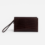 Brown Crocodile Clutch