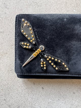 Suede clutch with butterfly