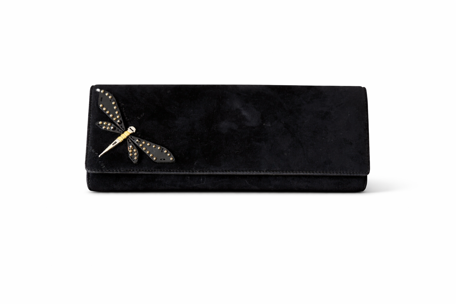 Suede clutch with butterfly