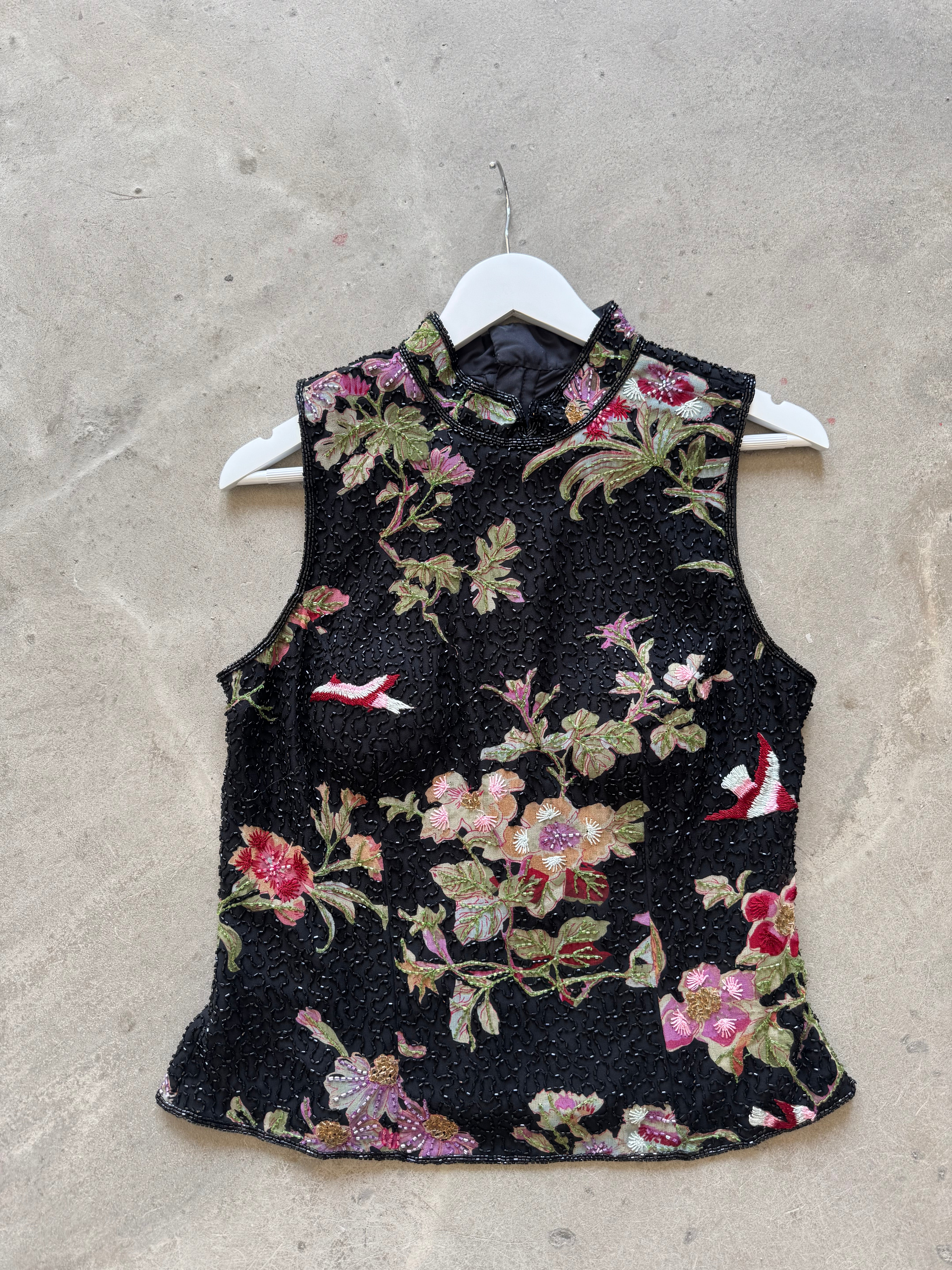 Vintage Beaded Floral Top