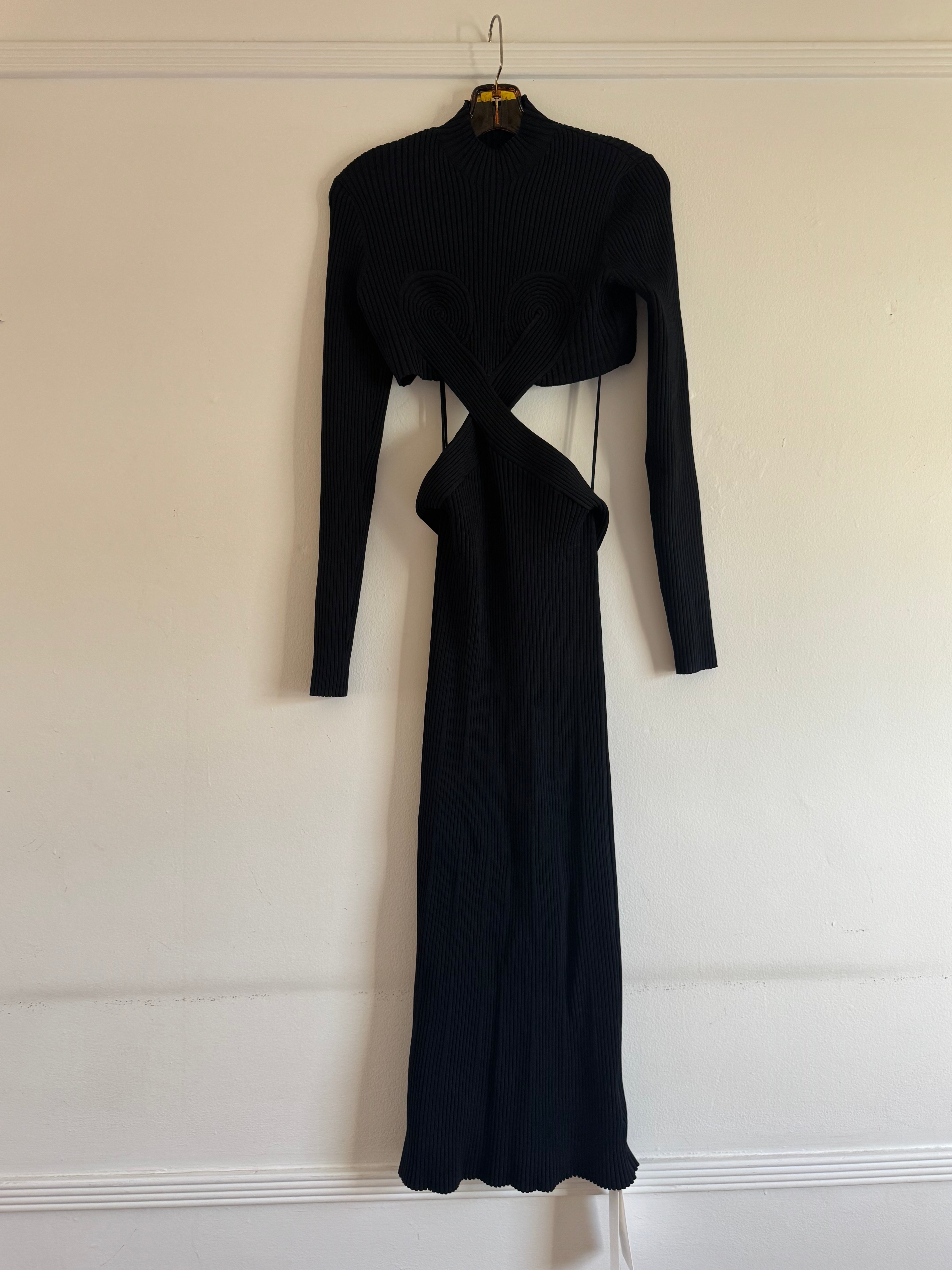 Cut Out Knit Dress with Swirl Bust